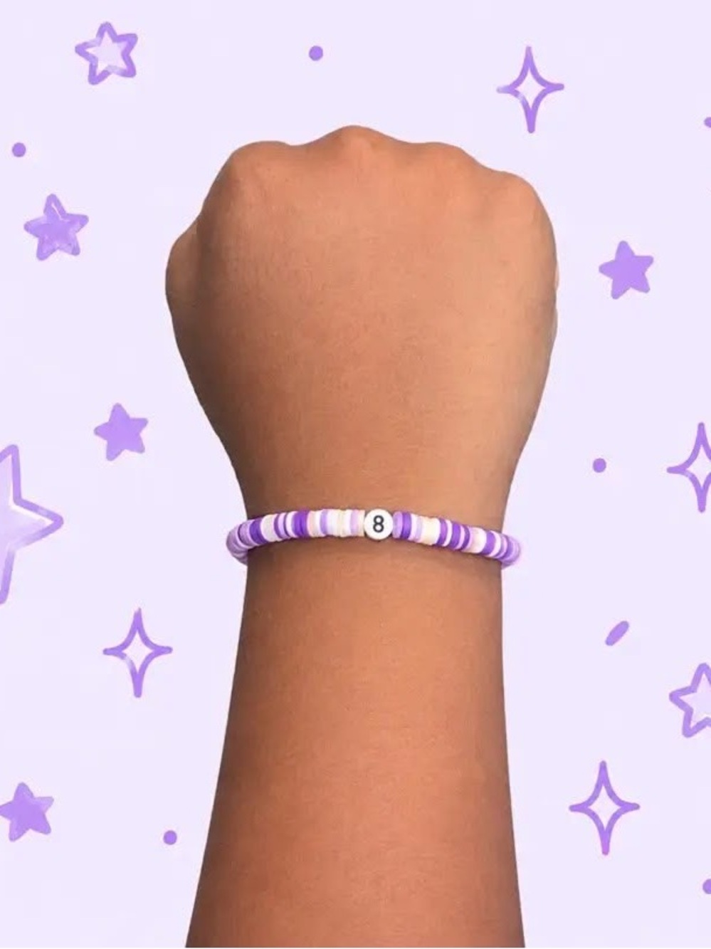 Kids Purple Beaded Number Bracelet - 8